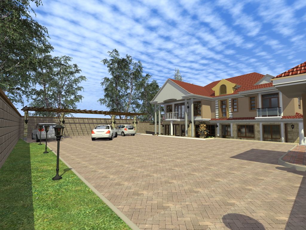 Render of a home from its parking court