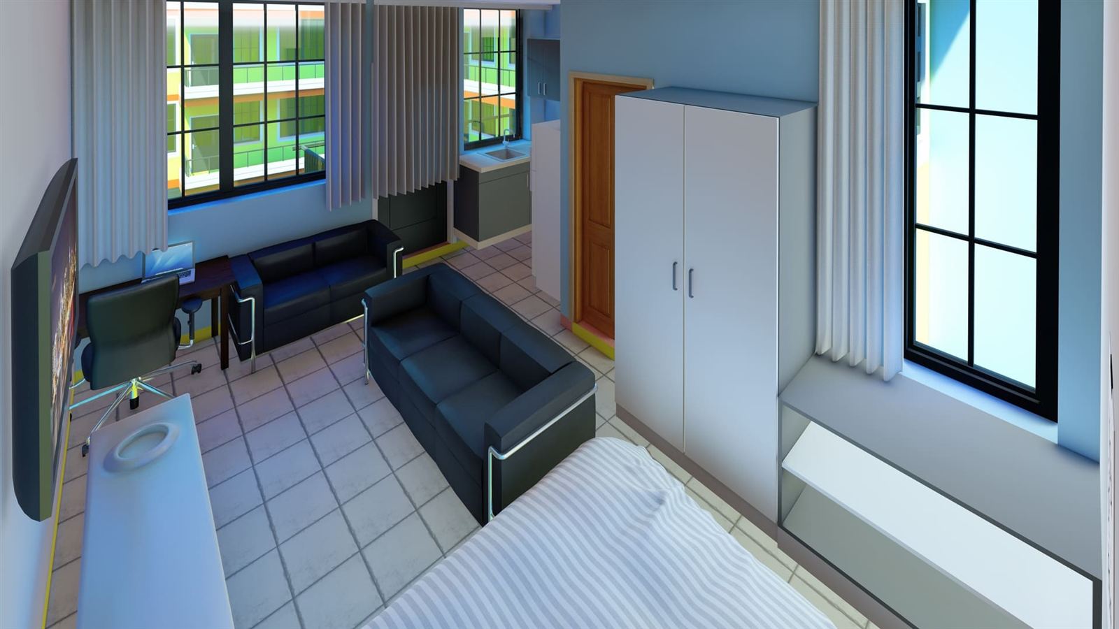 Render of a finished bedroom interior